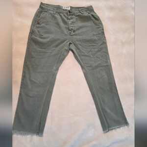ManXOneTeaspoon Mr Browns Sage Green Raw Hem Pants Utility Workwear 33